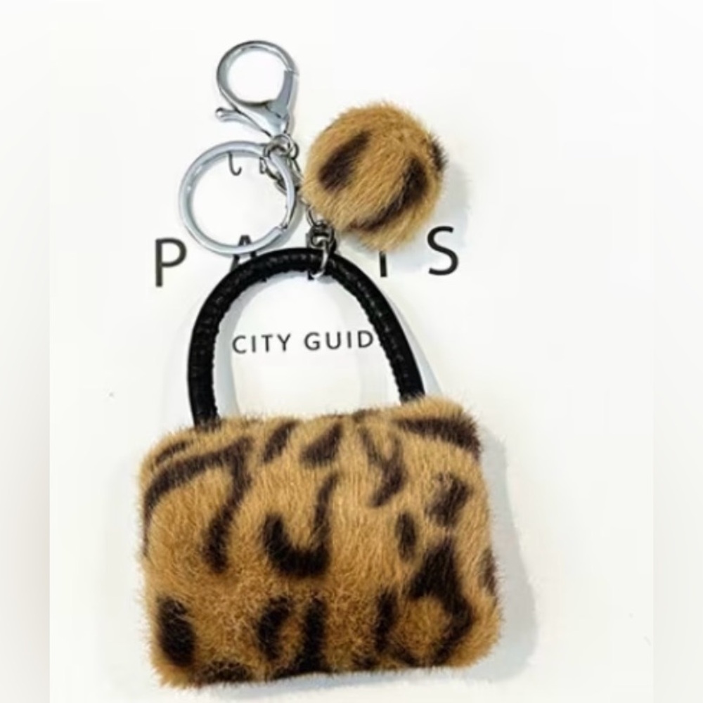 leopard print mini handbag keychain